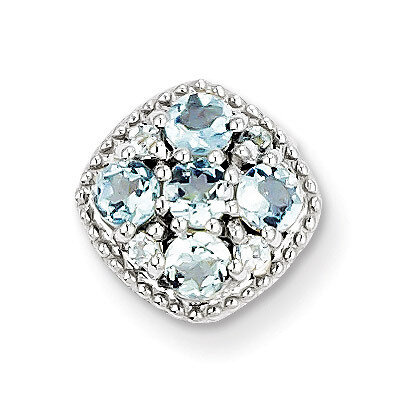 Aquamarine Square Pendant Slide Sterling Silver Rhodium-plated QP2998AQ, MPN: QP2998AQ, 883957435916
