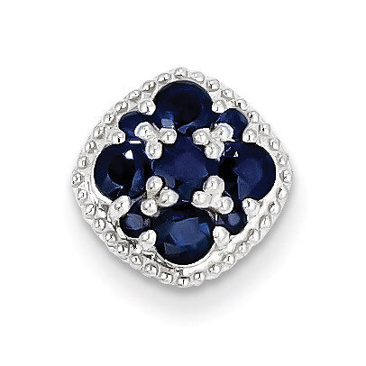 Sapphire Square Pendant Slide Sterling Silver Rhodium-plated QP2998S, MPN: QP2998S, 883957435923