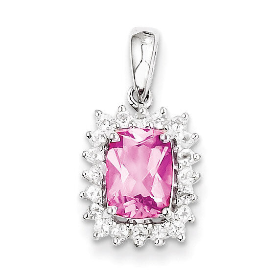 White Topaz Pink Tourmaline Pendant Sterling Silver Rhodium-plated QP3002PT, MPN: QP3002PT, 8839570…