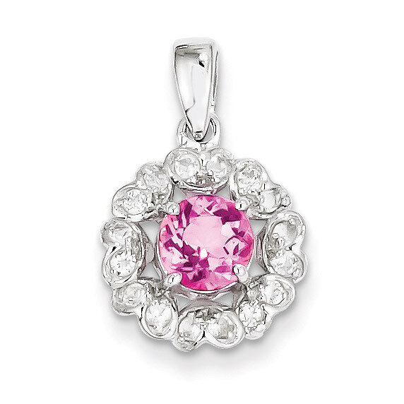 White Topaz Pink Tourmaline Pendant Sterling Silver Rhodium-plated QP3003PT, MPN: QP3003PT, 8839570…