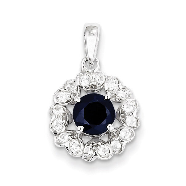 White Topaz &amp; Sapphire Pendant Sterling Silver Rhodium-plated QP3003S, MPN: QP3003S, 883957497303