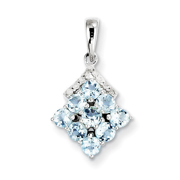 Aquamarine Pendant Sterling Silver Rhodium-plated Diamond QP3004AQ, MPN: QP3004AQ, 883957481364