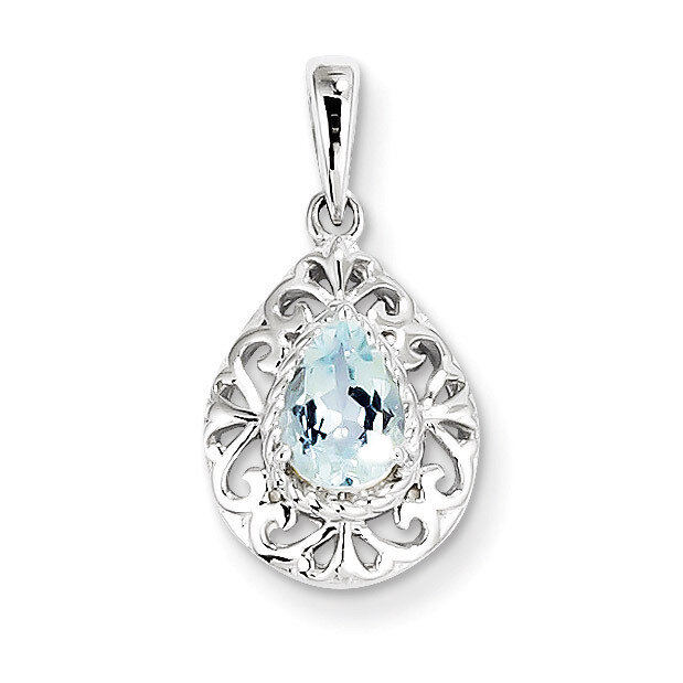 Aquamarine Teardrop Pendant Sterling Silver Rhodium-plated QP3005AQ, MPN: QP3005AQ, 883957497310