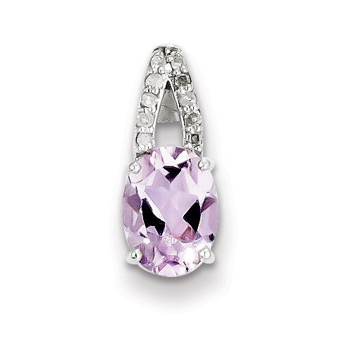 Pink Amethyst Oval Pendant Diamond Sterling Silver QP3036PQ, MPN: QP3036PQ, 883957401799