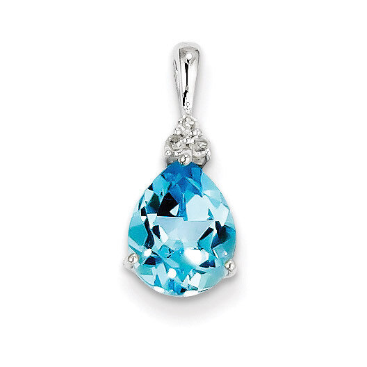Light Swiss Blue Topaz Teardrop Pendant Diamond Sterling Silver QP3041BT, MPN: QP3041BT, 8839576043…