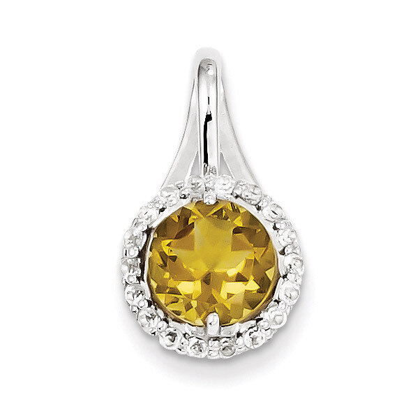 White Topaz &amp; Whiskey Quartz Circle Pendant Sterling Silver QP3042WQ, MPN: QP3042WQ, 883957016122