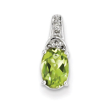 Peridot Oval Pendant Diamond Sterling Silver QP3049PE, MPN: QP3049PE, 883957401843