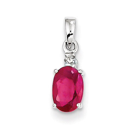 Ruby Oval Pendant Sterling Silver Rhodium-plated Diamond QP3054R, MPN: QP3054R, 883957526867
