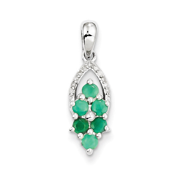 Emerald Pendant Diamond Sterling Silver QP3055E