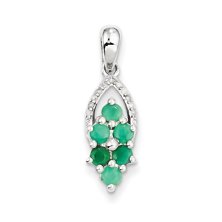 Emerald Pendant Diamond Sterling Silver QP3055E, MPN: QP3055E, 883957481418