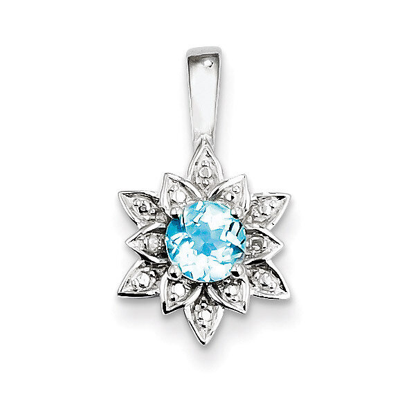 Light Blue Topaz Pendant Diamond Sterling Silver QP3069BT, MPN: QP3069BT, 883957436081