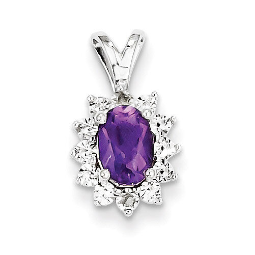 Amethyst Pendant Diamond Sterling Silver QP3070AM, MPN: QP3070AM, 883957401942