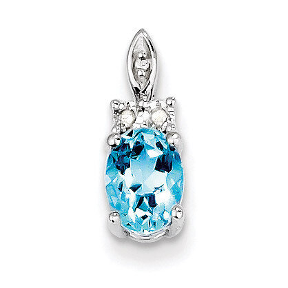 Light Blue Topaz Pendant Diamond Sterling Silver QP3071BT, MPN: QP3071BT, 883957359311