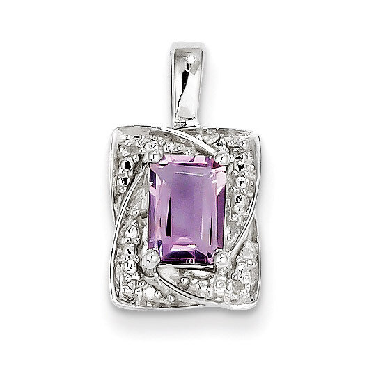 Pink Amethyst Pendant Diamond Sterling Silver QP3074PQ, MPN: QP3074PQ, 883957436098