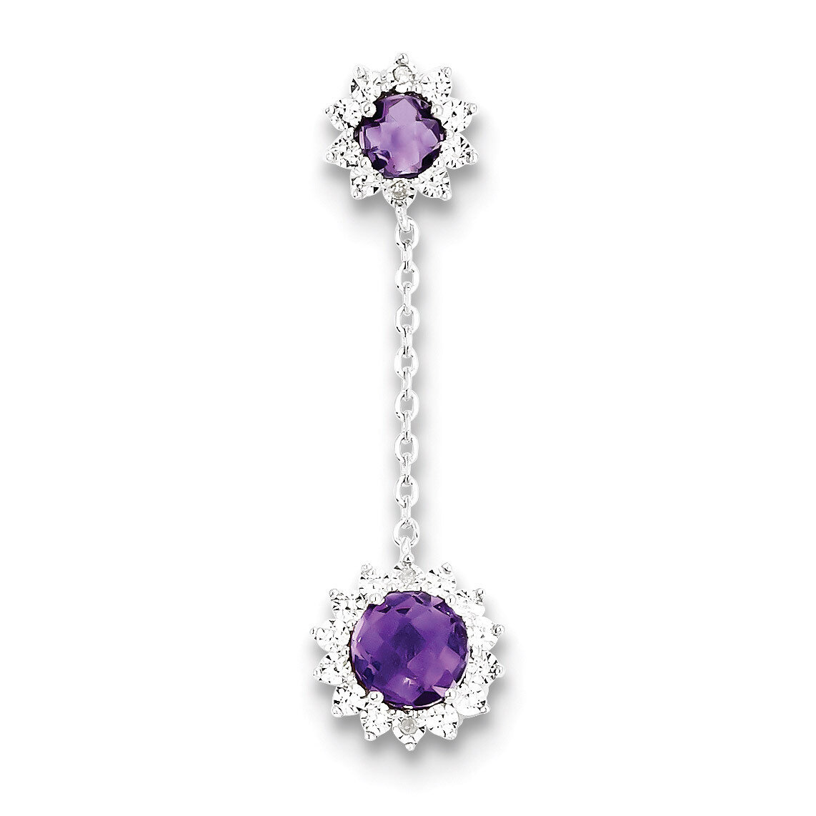 Amethyst Pendant Sterling Silver Diamond QP3091AM, MPN: QP3091AM, 883957359373