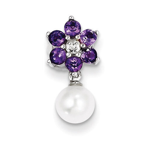 Pearl Amethyst Diamond Pendant Sterling Silver Cultured QP3108AM, MPN: QP3108AM, 883957604459