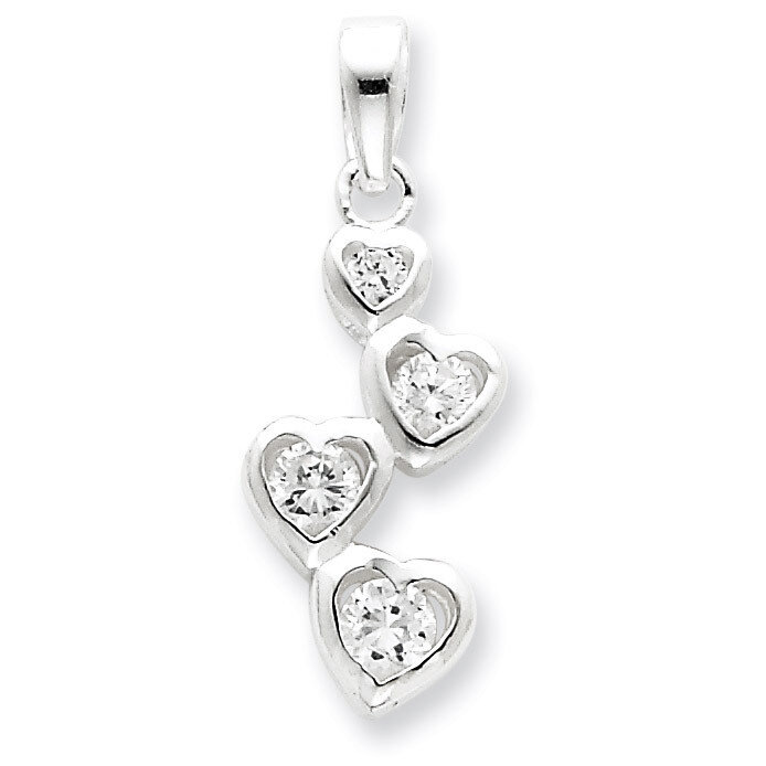Graduated Diamond Heart Pendant Sterling Silver QP311, MPN: QP311, 191101280047
