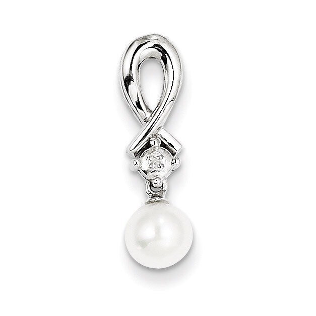 Pearl Diamond Pendant Sterling Silver Cultured QP3114