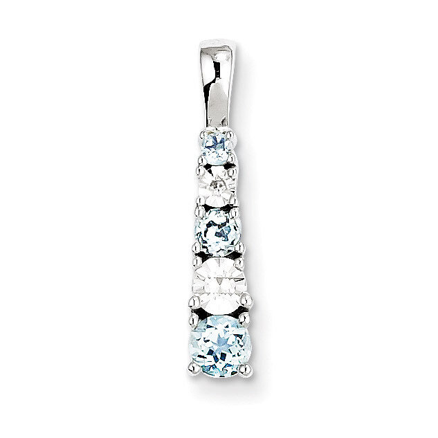 Aquamarine &amp; Diamond Pendant Sterling Silver QP3117AQ, MPN: QP3117AQ, 883957402055