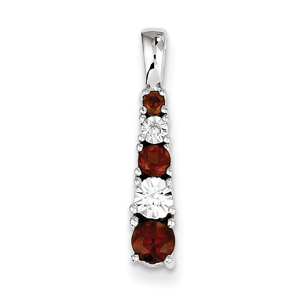 Garnet &amp; Diamond Pendant Sterling Silver QP3117GA, MPN: QP3117GA, 883957462110