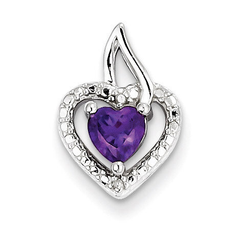 Amethyst Diamond Pendant Sterling Silver QP3127AM, MPN: QP3127AM, 883957490854