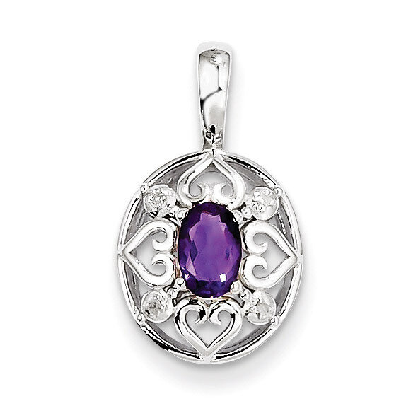 Amethyst Diamond Pendant Sterling Silver QP3132AM, MPN: QP3132AM, 883957402123