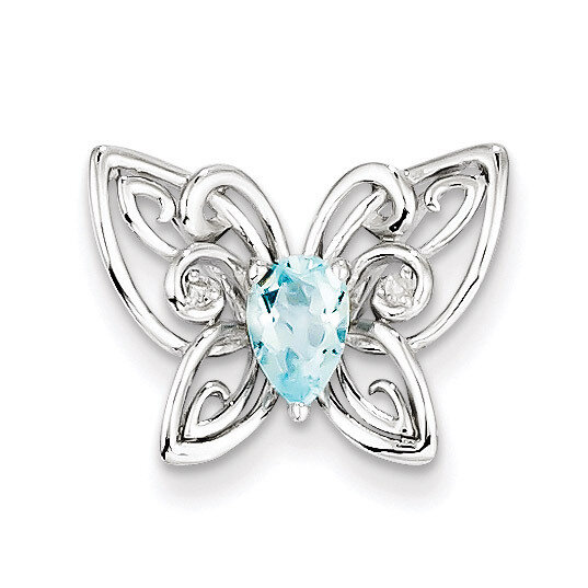 Light Swiss Blue Topaz Diamond Pendant Sterling Silver QP3134BT, MPN: QP3134BT, 883957402130