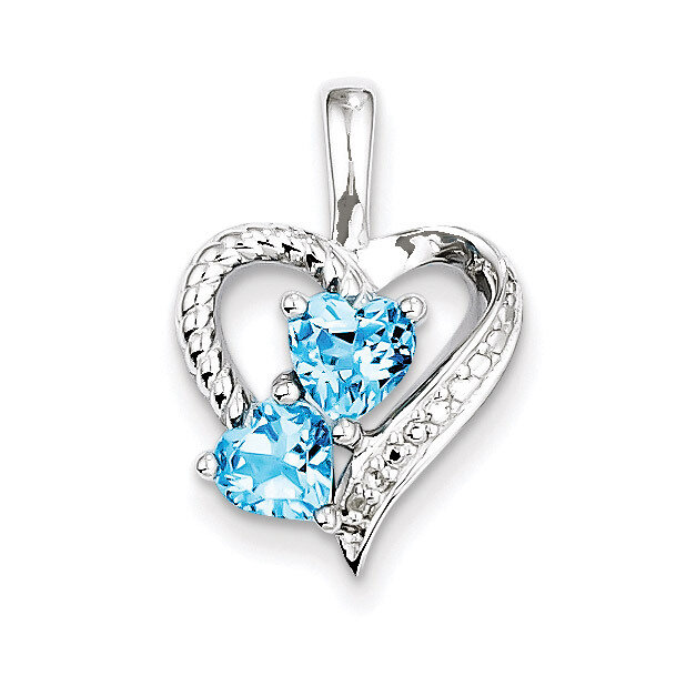 Blue Topaz Diamond Pendant Sterling Silver QP3138BT, MPN: QP3138BT, 883957533636