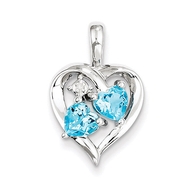 Blue Topaz Diamond Pendant Sterling Silver QP3139BT, MPN: QP3139BT, 883957436272