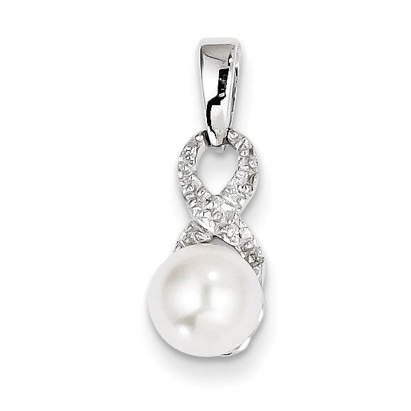 Diamond and Cultured Pearl Pendant Sterling Silver Rhodium-plated QP3163, MPN: QP3163, 883957522036