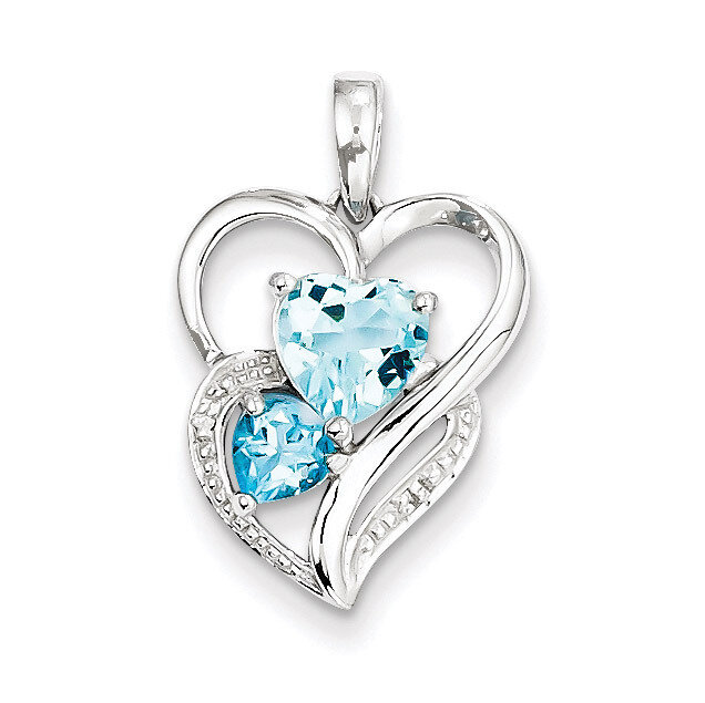 Sky Blue Topaz Pendant Sterling Silver Rhodium-plated Diamond QP3183BT, MPN: QP3183BT, 883957436340