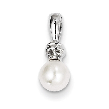 Diamond and Cultured Pearl Pendant Sterling Silver Rhodium-plated QP3199, MPN: QP3199, 883957526881