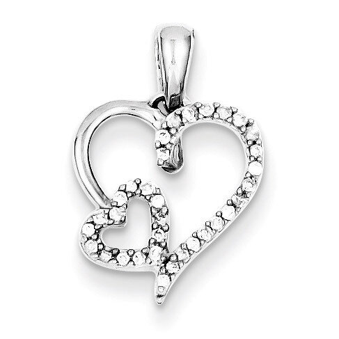 0.12ct Diamond Double Heart Pendant Sterling Silver QP3276, MPN: QP3276, 883957402369
