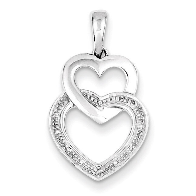 Double Heart Pendant Sterling Silver Rhodium-plated Diamond QP3279, MPN: QP3279, 883957402376