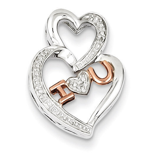 Diamonds Rose Gold Flash Plated I HEART U Pendant Sterling Silver Diamond QP3342, MPN: QP3342, 8839…