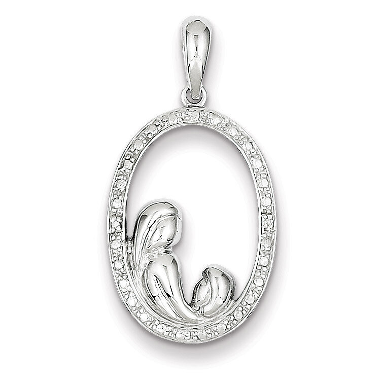 Mother and Child Pendant Sterling Silver Rhodium-plated Diamond QP3507