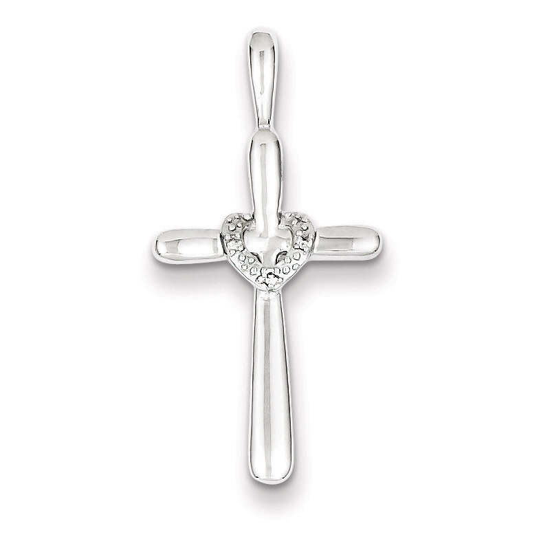 Diamond Cross with Heart Pendant Sterling Silver QP3585, MPN: QP3585, 883957490946