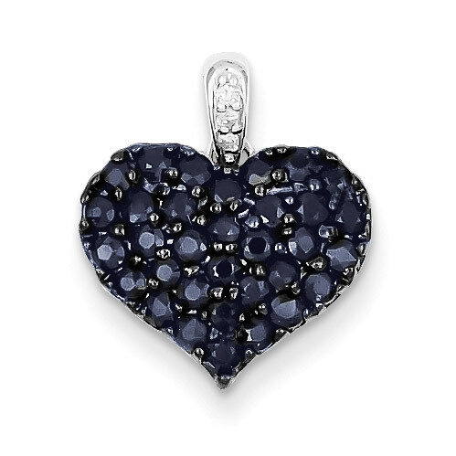 Sapphire Heart Pendant Diamond Sterling Silver QP3612, MPN: QP3612, 883957490960