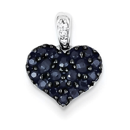 Sapphire Heart Pendant Diamond Sterling Silver QP3614, MPN: QP3614, 883957462424