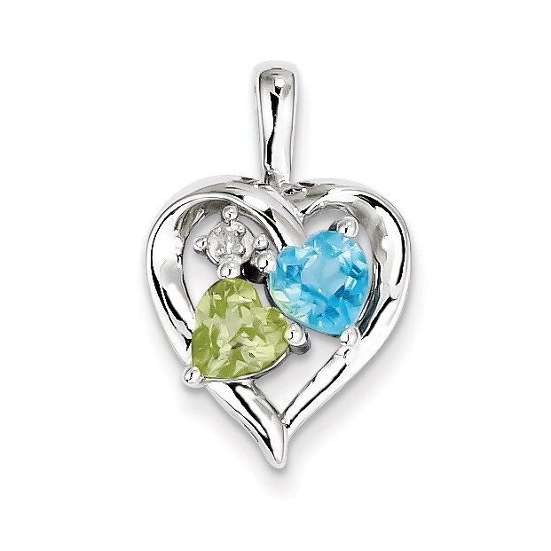 Blue Topaz Peridot Diamond Pendant Sterling Silver QP3858, MPN: QP3858, 883957507521