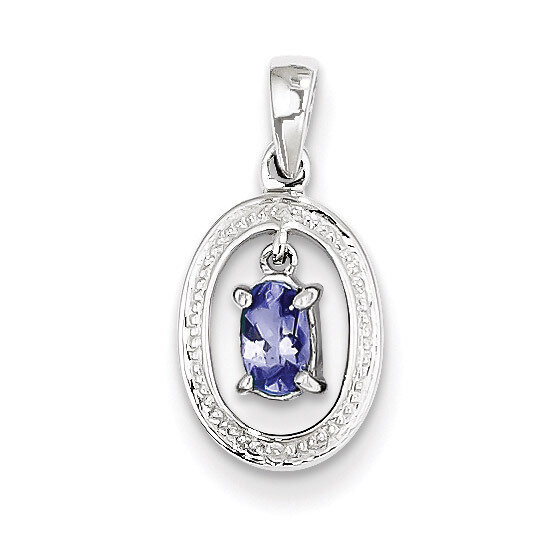 Tanzanite Oval Pendant Sterling Silver Rhodium-plated Diamond QP3875TZ, MPN: QP3875TZ, 883957462455