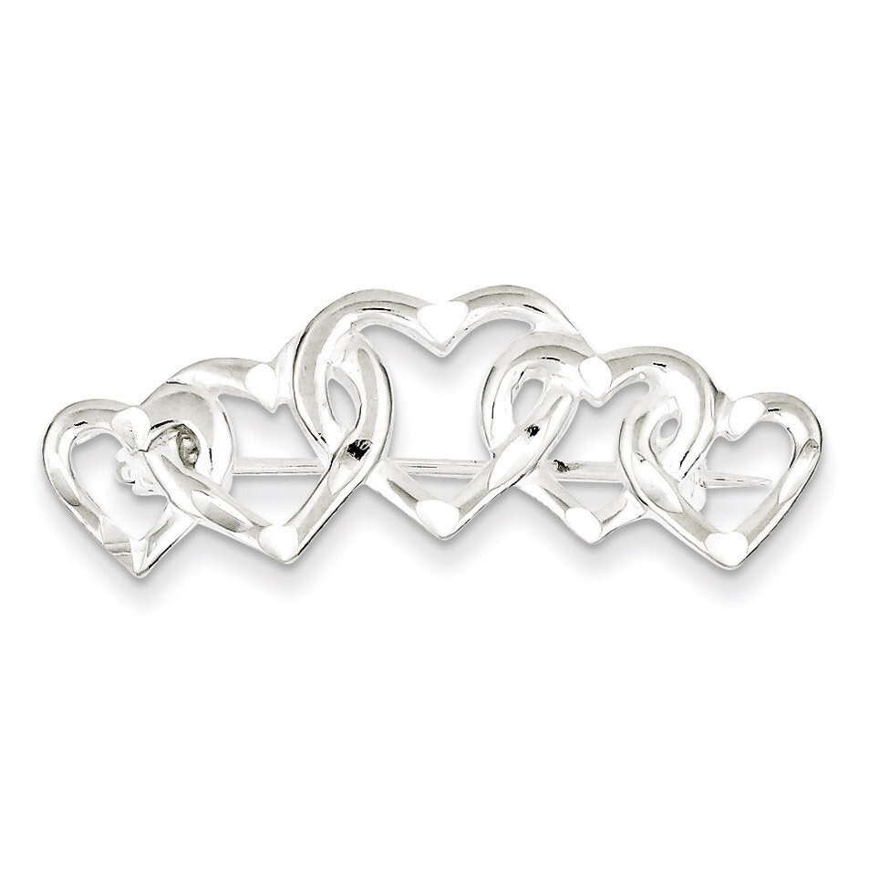 Finish Diamond Cut Five Heart Pin Sterling Silver Satin QP394, MPN: QP394, 883957576572