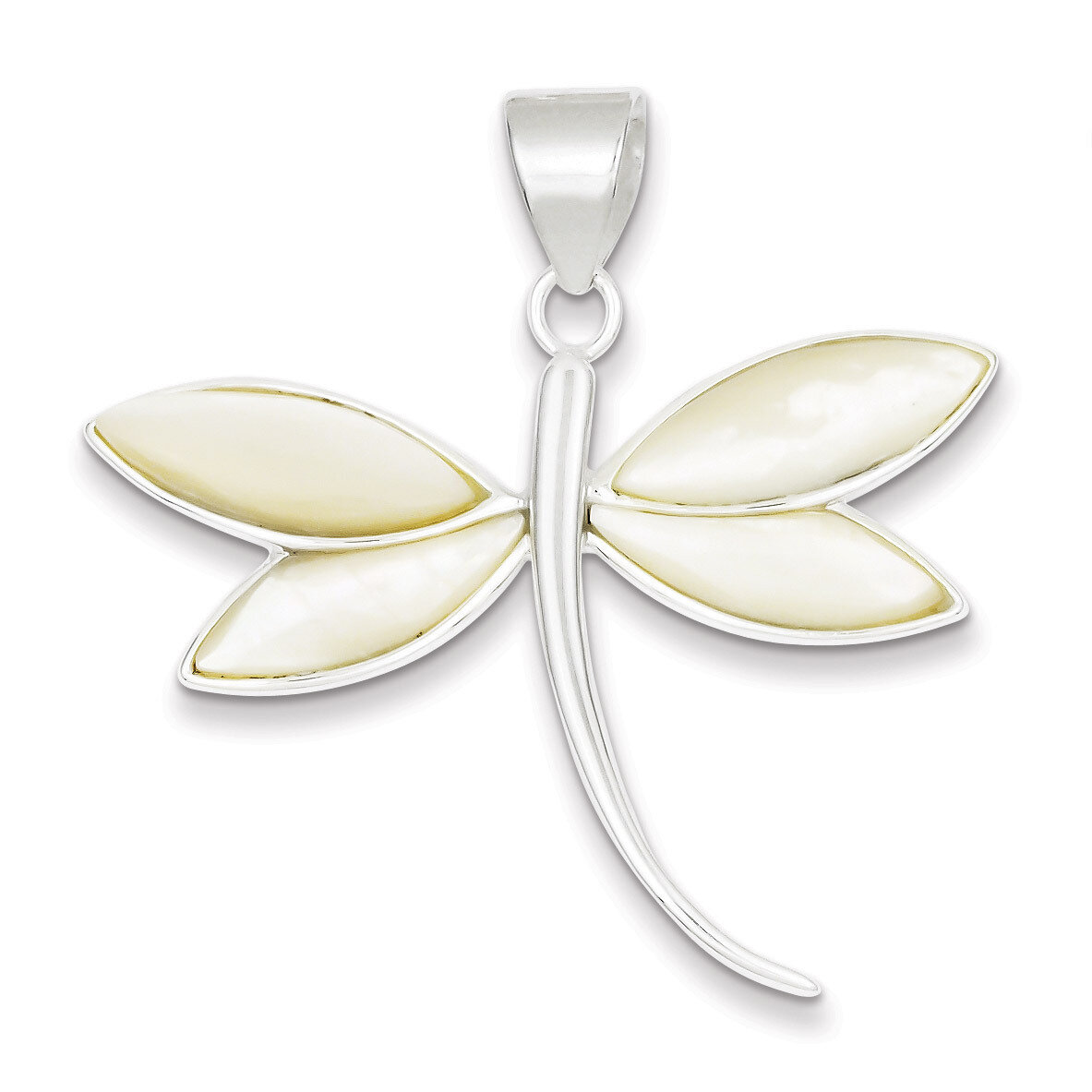 White Shell Dragonfly Pendant Sterling Silver QP560, MPN: QP560, 723252441147