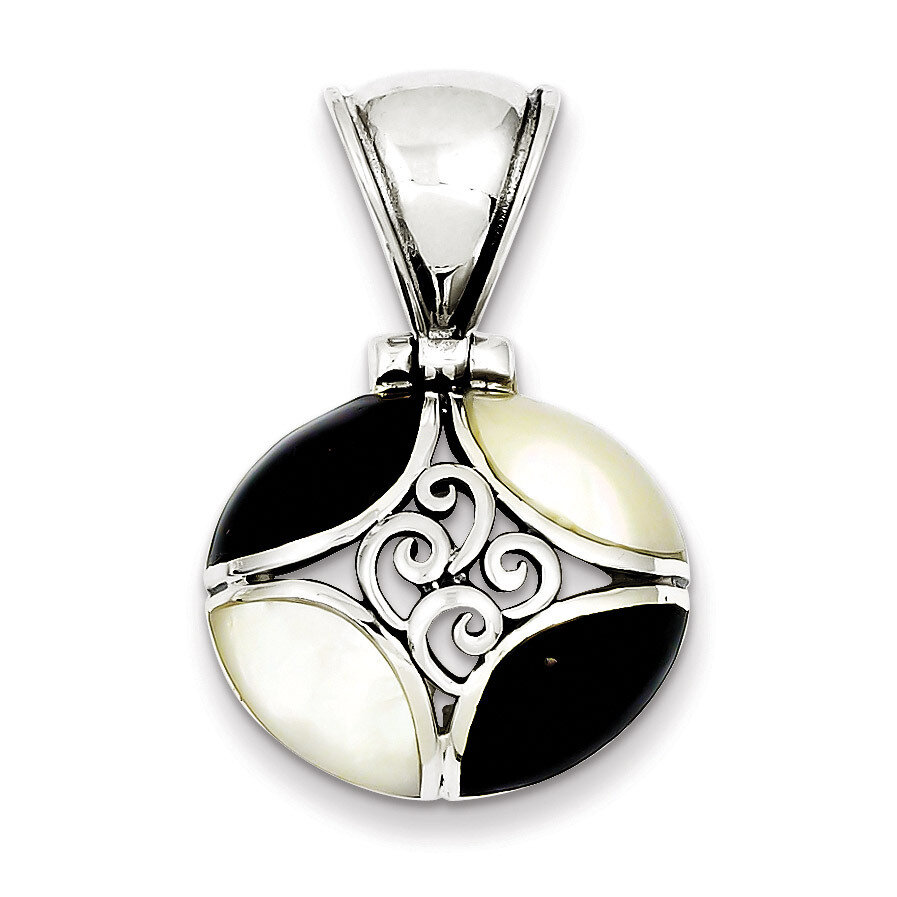 Black Onyx &amp; Mother Of Pearl Pendant Sterling Silver QP600, MPN: QP600, 883957961095
