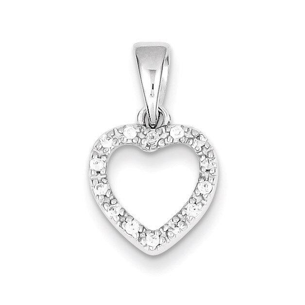 Heart Shape Pendant Sterling Silver Diamond QP748