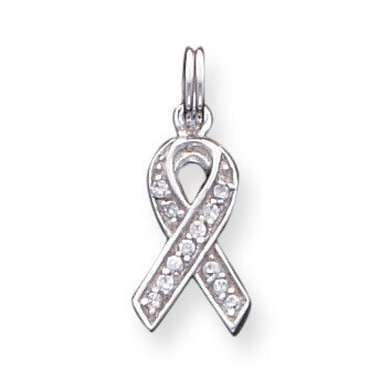 Awareness Ribbon Pendant Sterling Silver Diamond QP782, MPN: QP782, 883957961774