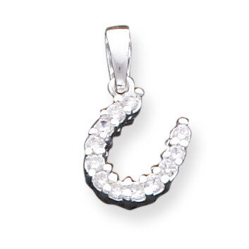 Horseshoe Diamond Pendant Sterling Silver QP784, MPN: QP784, 191101280306