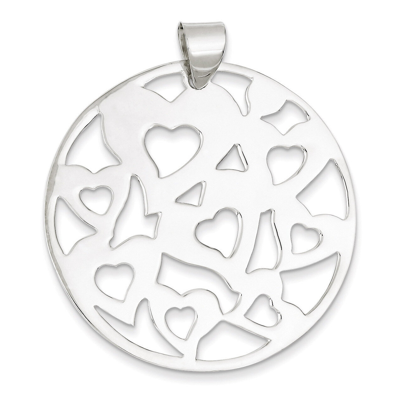 Round Cut-Out Hearts Pendant Sterling Silver QP920