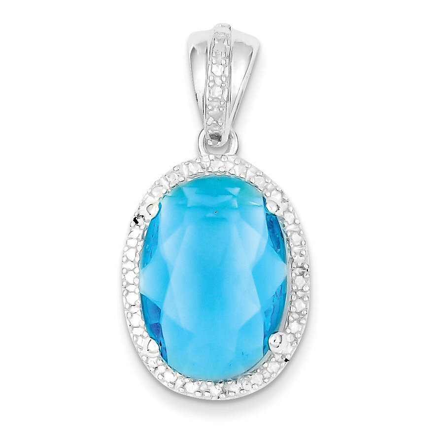 Oval Blue Diamond Pendant Sterling Silver QP964, MPN: QP964, 723252600001