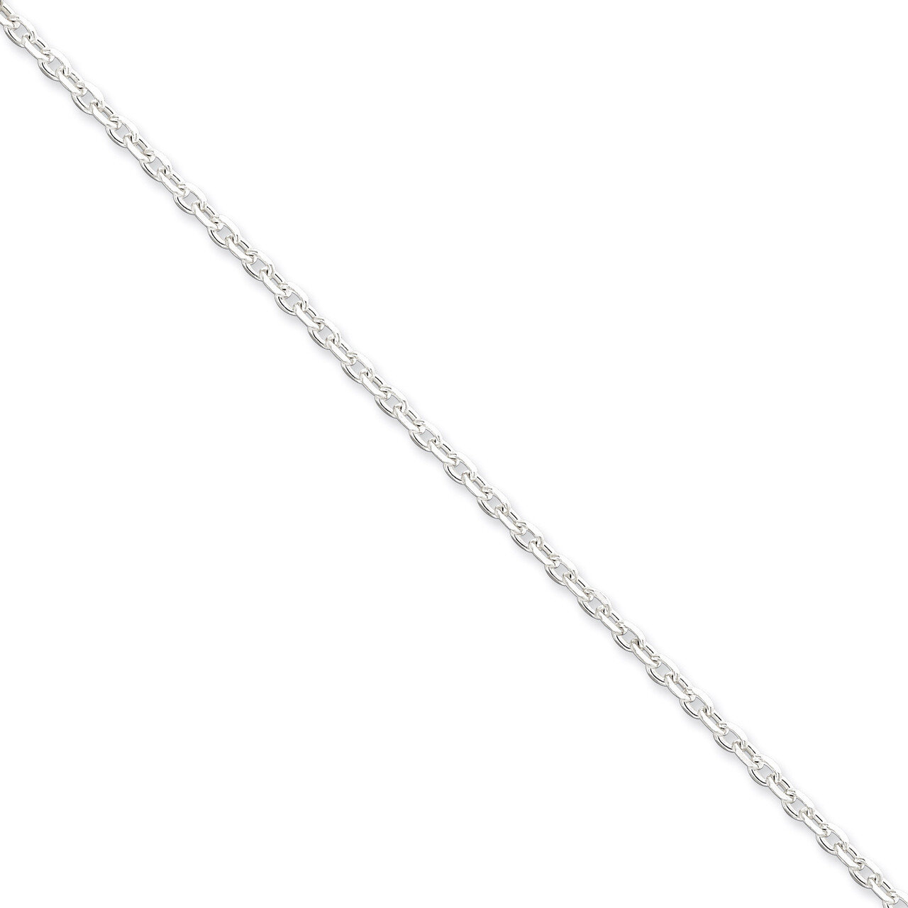 24 Inch 2.75mm Beveled Oval Cable Pendant Chain Sterling Silver QPE15-24